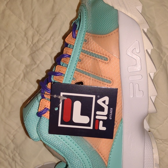 👣FILA Disruptor II 💖Monomesh Turquoise Sneakers footwear size 7 or 8 - Picture 11 of 14